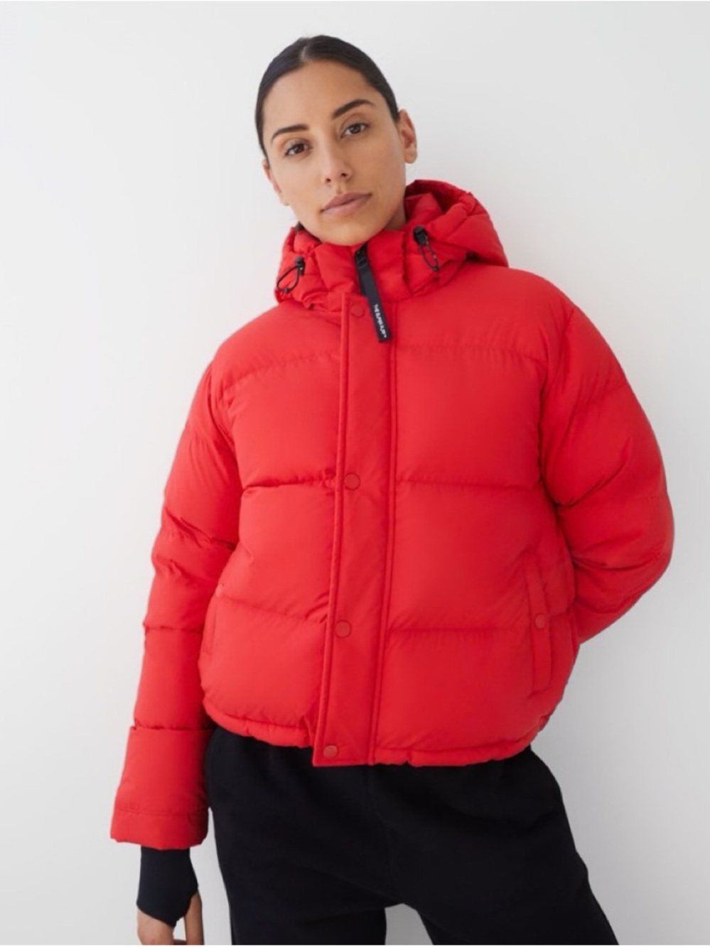 Aritzia Super Puff Shorty Puffer Jacket in Bright Red